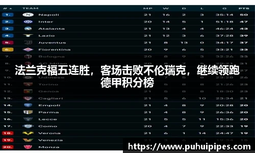 法兰克福五连胜，客场击败不伦瑞克，继续领跑德甲积分榜
